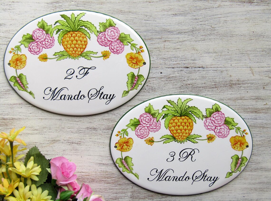 Pineapple House Number Address Number Sign Pineapple Sign Etsy