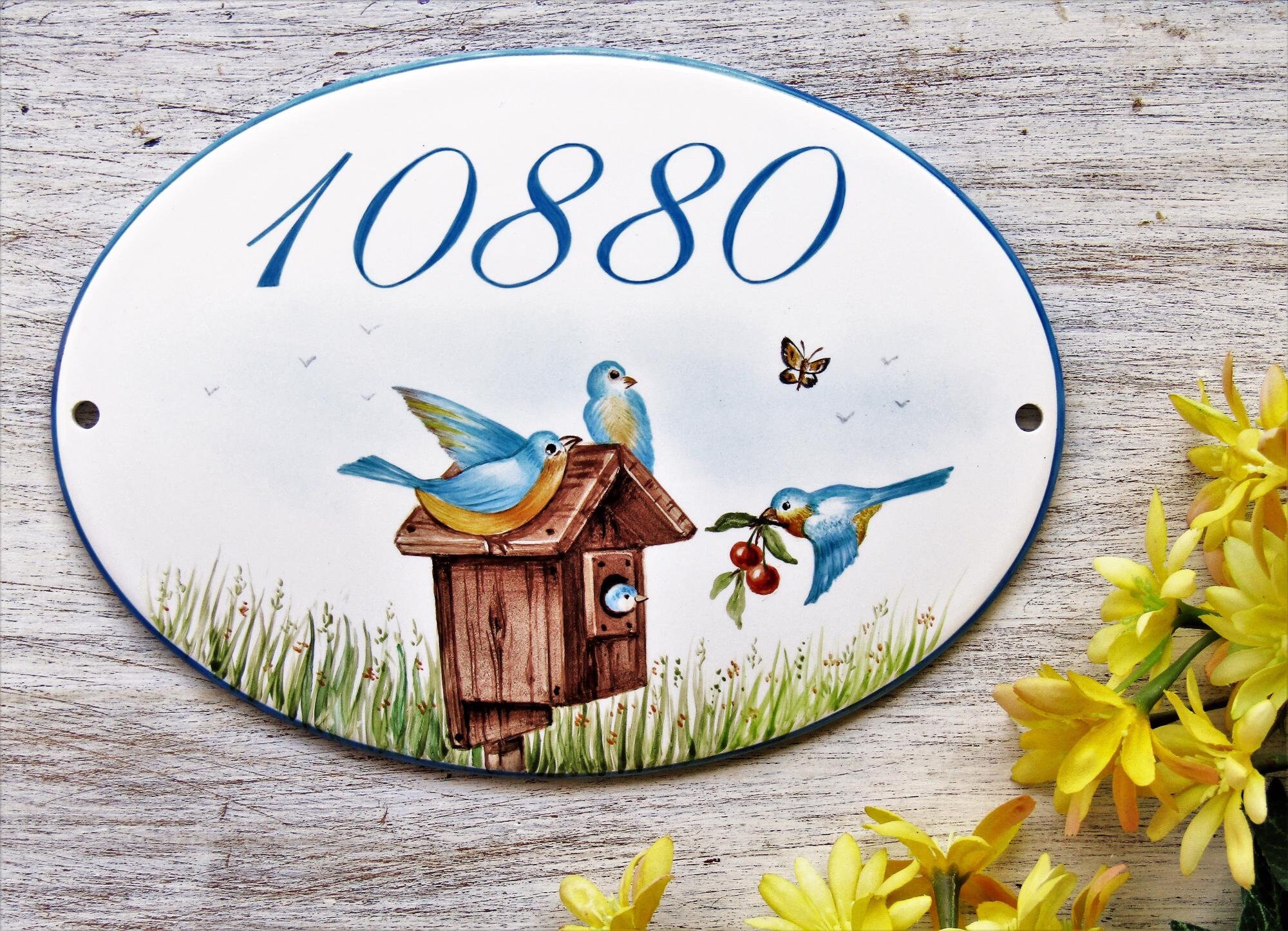 Birdhouse Number Plaque Birdhouse Sign Bluebird Sign Etsy Canada