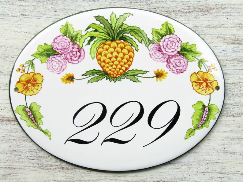 Pineapple House Number Address Number Sign Pineapple Sign Etsy