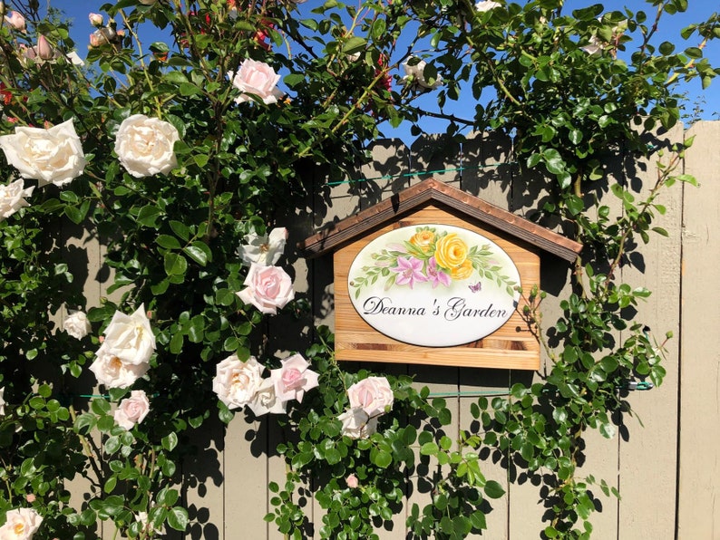 Lily and Rose Garden Sign Custom Garden Signs Lilies Roses Etsy
