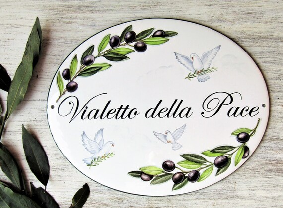 White Dove And Olive Branches House Sign Custom Name Sign Etsy