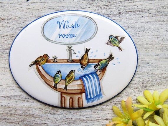 Wash Room Sign Laundry Room Sign Bathroom Door Signs Guest Room Signs Room Decor Hotel Room Sign Restroom Signs Bird Decor Signs
