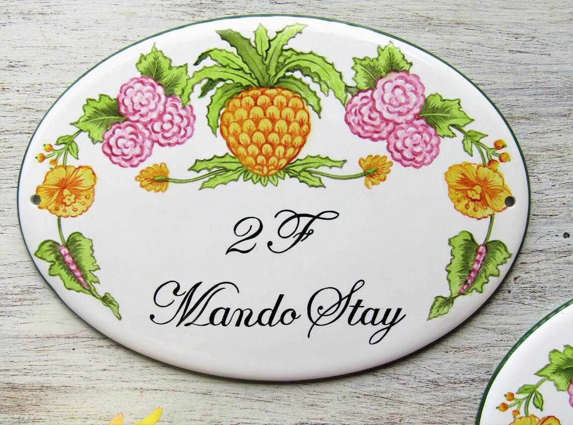 Pineapple House Number Address Number Sign Pineapple Sign Etsy