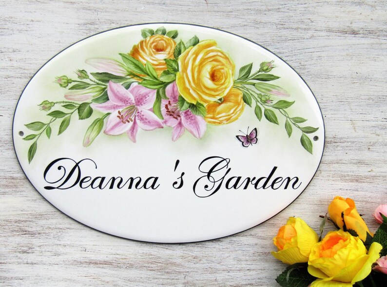 Lily and Rose Garden Sign Custom Garden Signs Lilies Roses Etsy