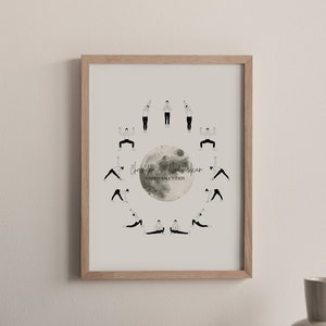 Moon Salutation Printable | Yoga Pose Wall Art | Yoga Sequence Poster ** Instant Download **