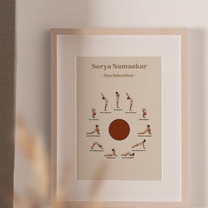 Impression d&#39;art de pose de yoga de salutation au soleil : Surya Namaskar (téléchargement numérique)