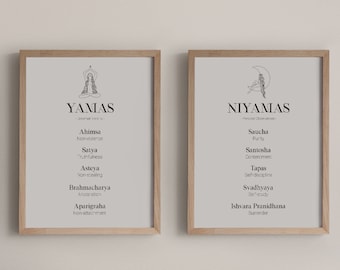Yama Niyama Yoga Art Prints | 8 Limbs of Yoga | Yoga Philosophy Wall Art | Yoga Studio Decor | Yoga Teacher Gift