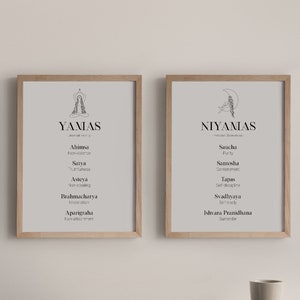 Yama Niyama Set of 2 Yoga Wall Art | 8 Limbs of Yoga Printable | Ashtanga Poster ** Instant Download **