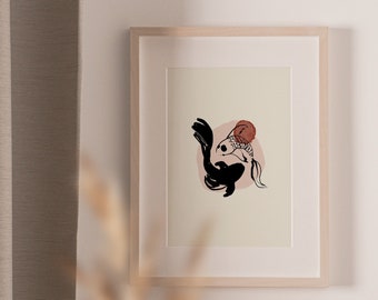 Yin Yang Koi Fish Print | Zen Yoga Wall Art | Spiritual Home Decor | Koi Fish Poster | Meditation Room Art | Yoga Gift