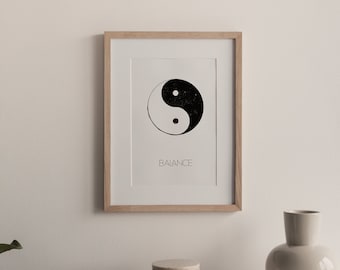 Yin Yang Balance Art Print: Spiritual Zen Decor (Instant Download)