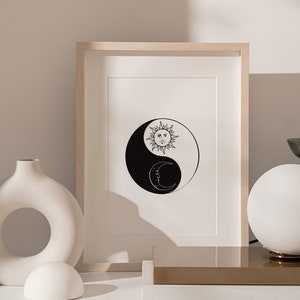 Yin Yang Sun & Moon Art Print: Spiritual Zen Decor (Digital Download)