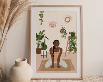 Yoga Pose Poster | Lion Pose Wall Art Printable | Yoga Room Decor ** Instant Download **