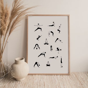 Yoga Poses Printable | 15 Ashtanga Yoga Asanas Wall Art | Minimalist Yoga Poster ** Instant Download **