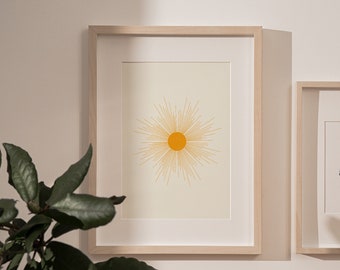 Sunburst Printable | Yellow Sunshine Wall Art | Boho Sun Poster ** Instant Download **