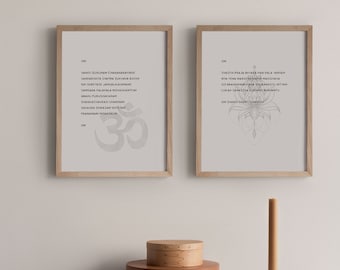 Conjunto de Arte de Parede com Mantras de Ashtanga Yoga | Impressão de Mantras de Abertura e Encerramento | Decoração para Estúdio de Yoga | Presente para Yoga