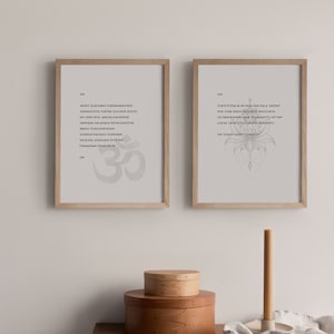 Ashtanga Mantra Set of 2 Yoga Wall Art | Ashtanga Opening & Closing Chants Printable ** Instant Download **