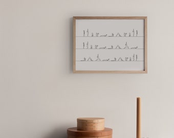 Sun Salutation Poster | Ashtanga Surya Namaskar A & B | Yoga Sequence Wall Art