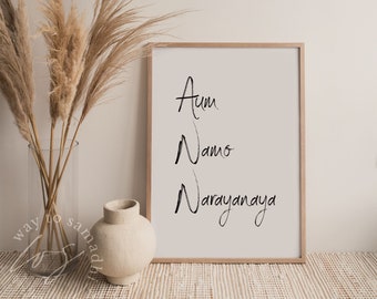 Aum Namo Narayanaya Wall Art | Yoga Mantra Wall Decor | Yoga Inspirational Saying Poster ** Instant Download **