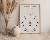 Moon Salutation Poster | Yoga Pose Wall Art | Yoga Sequence Printable ** Instant Download **