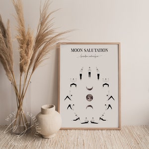 Moon Salutation Poster | Yoga Pose Wall Art | Yoga Sequence Printable ** Instant Download **