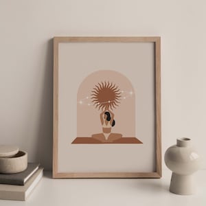 Yoga Pose Printable | Boho Yoga Poster | Terracotta Wall Art | Celestial Wall Decor ** Instant Download **