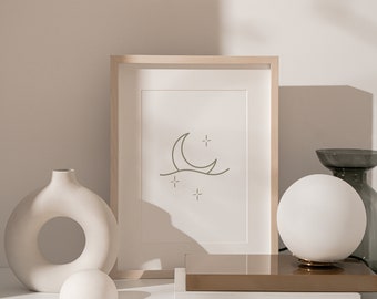 Moon Print | Crescent Printable | Moonlight | Boho Yoga Print | Abstract Crescent | Zen Wall Art | Yoga Wall Decor  ** Instant Download **