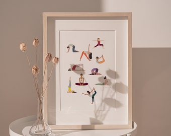 Colorful Yoga Asana Poster: Printable Yoga Wall Art (Digital Download)