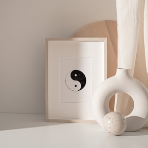 Yin Yang Symbol Print: Vintage Texture, Zen Decor (Digital Download)