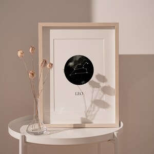 Leo sterrenbeeld afdrukken | Aquarel dierenriem poster | Astrologie kunst aan de muur ** Direct downloaden **