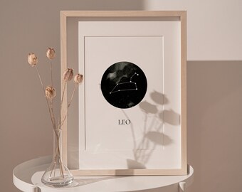 Leo Constellation Prints | Watercolor Zodiac Poster | Astrology Wall Art  ** Instant Download **