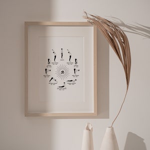 Sun Salutation Printable | ॐ Ashtanga Yoga Pose Wall Art | Yoga Sequence Poster ** Instant Download **
