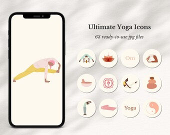 Ícones de histórias de ioga no Instagram: 63 capas para destaques (download instantâneo)