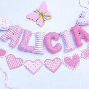 Nombre bebes y niños, guirnalda  letras tela