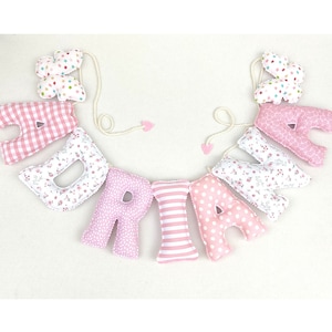 Nombre bebes y niños, guirnalda  letras tela 13 cms, decoración infantil