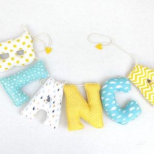 Nombre bebes y niños, guirnalda letras tela 13 cms