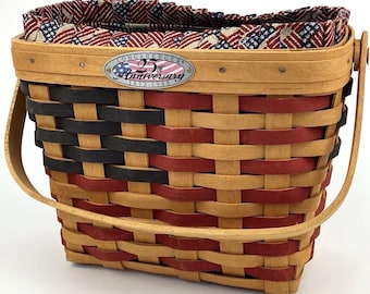 Longaberger 25th Anniversary Basket 1998 | /w Liner American Flag 9" VTG