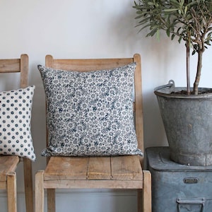 Summer Lea Blue Square Linen Cushion