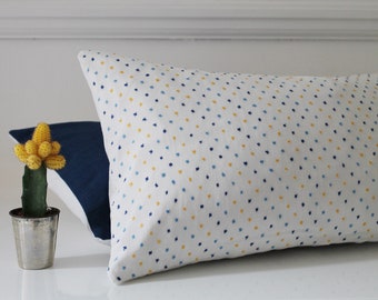 Vintage Yellow and Blue Dot Scatter Cushion