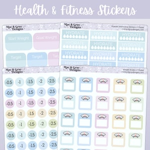 Pastellfarbene Abnehm-Sticker, Abnehm-Tracker, Gesundheit und Fitness Sticker