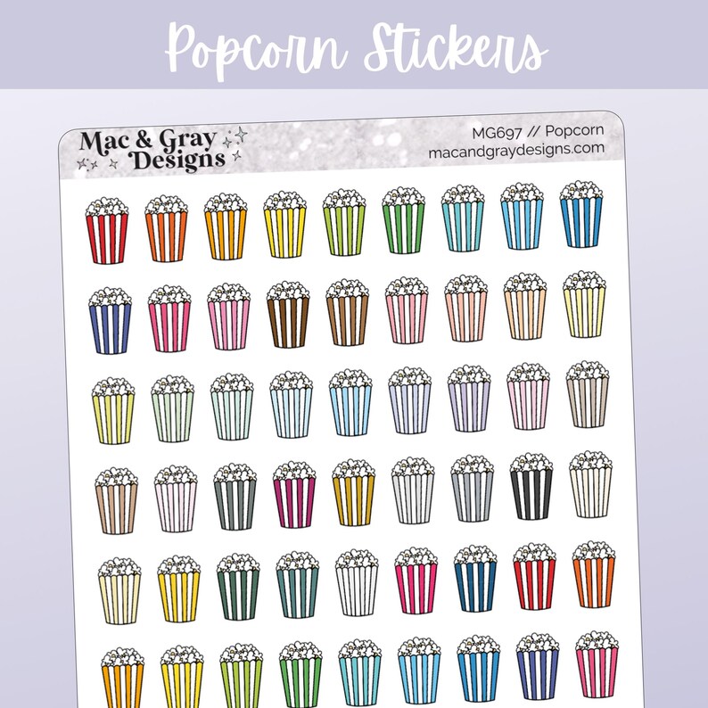Popcorn Planner Stickers: Movie Night Journal Stickers - Etsy