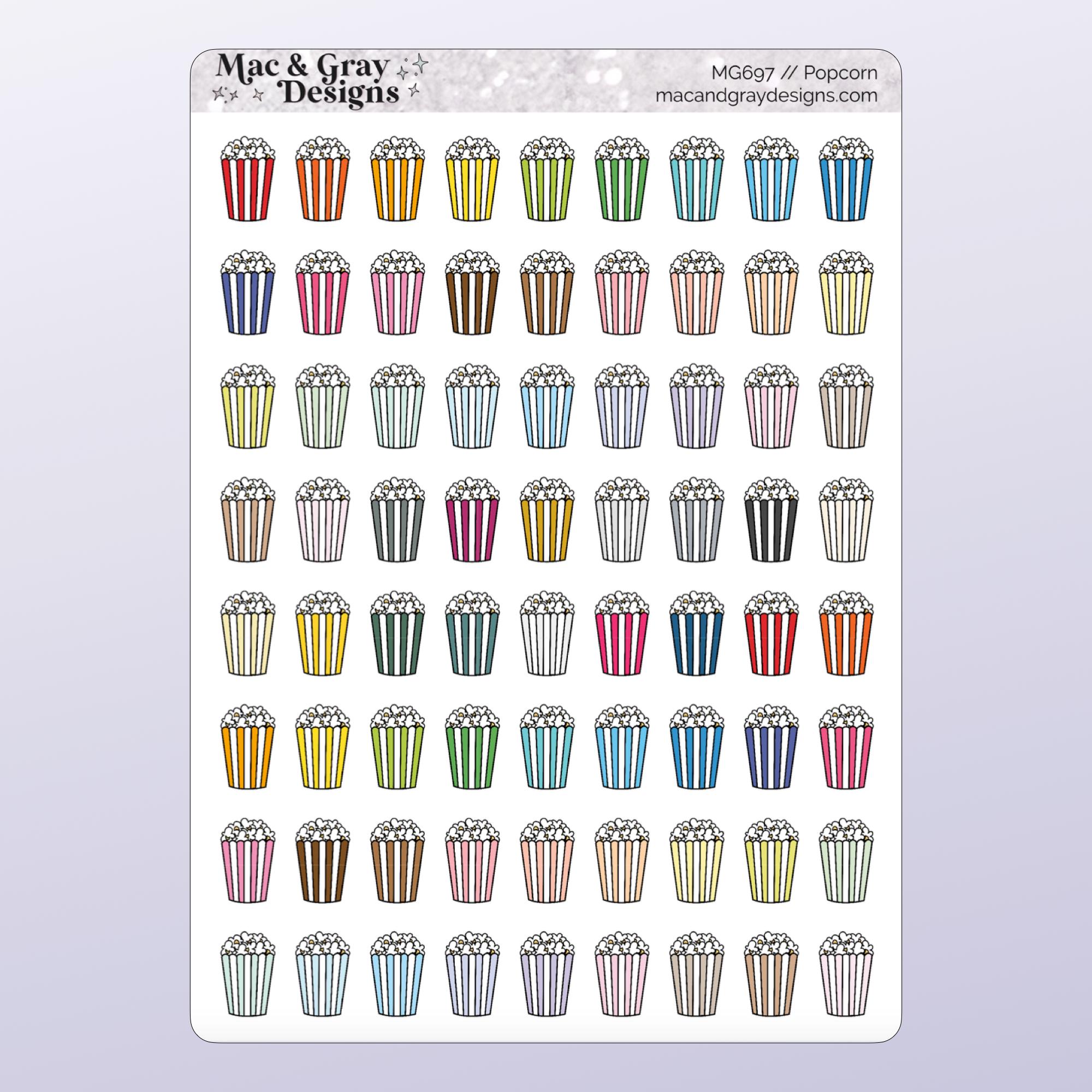 Popcorn Planner Stickers: Movie Night Journal Stickers - Etsy