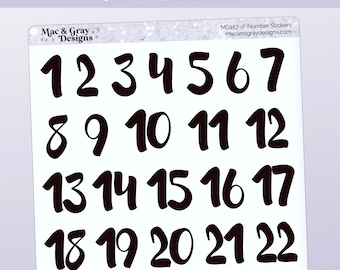 Adesivi con numeri // Adesivi per pianificatore funzionale, Mini adesivi per date Happy Planner, Numeri regalo di compleanno