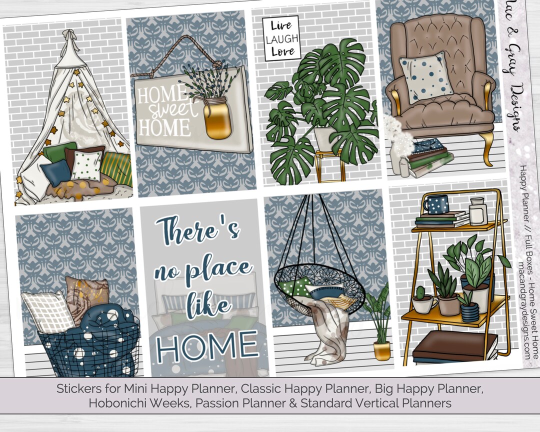 Home Sweet Home // Weekly Planner Stickers Standard Vertical & Happy ...