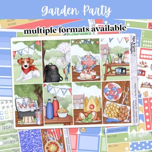 Garden Party // Kit di adesivi per planner verticale standard e Happy Planner (mini, classico, grande), adesivi Hobonichi Weeks, foglio di adesivi Passion Planner