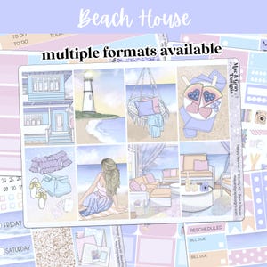 Kit di adesivi Beach House // Foglio di adesivi estivi per Happy Planner, Vertical Planner e altro / Pacchetto di adesivi Hobonichi Weeks UK Journal