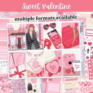Kit settimanale Sweet Valentine // Kit adesivi Standard Vertical & Happy Planner (Mini, Classico, Grande) Hobonichi, foglio adesivi Passion Planner