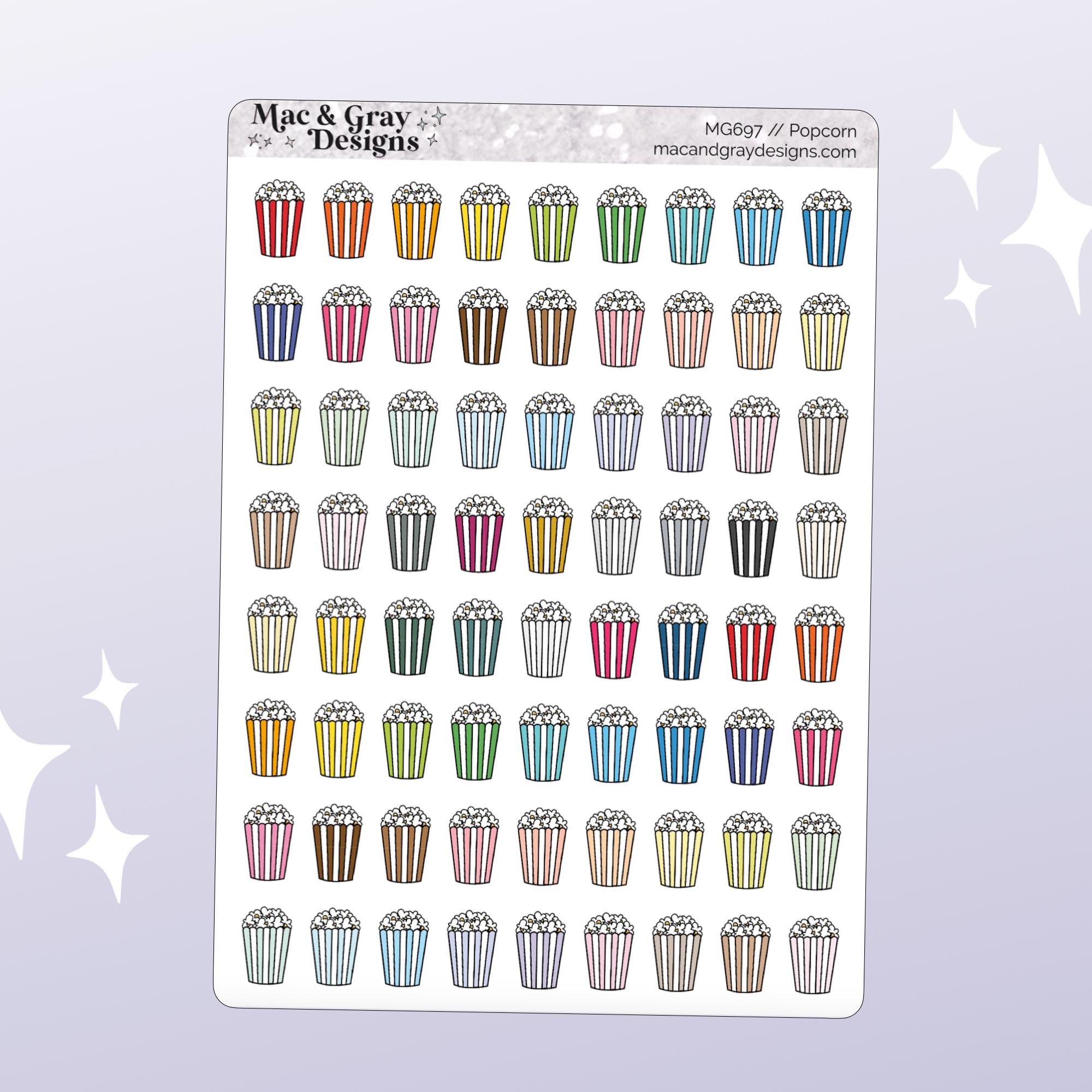 Popcorn Planner Stickers: Movie Night Journal Stickers - Etsy