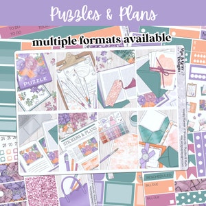 Puzzles & Plans Weekly Kit // Happy Planner Sticker Kit (Mini, Classic, Big) Hobonichi, PP Sticker Sheet, Hobby Stickers