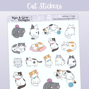 Cat Stickers // Deco Planner Stickers,| Kawaii Journal Sticker Sheet, Functional Planner Stickers, Cute Scrapbooking Kit, Funny Stickers