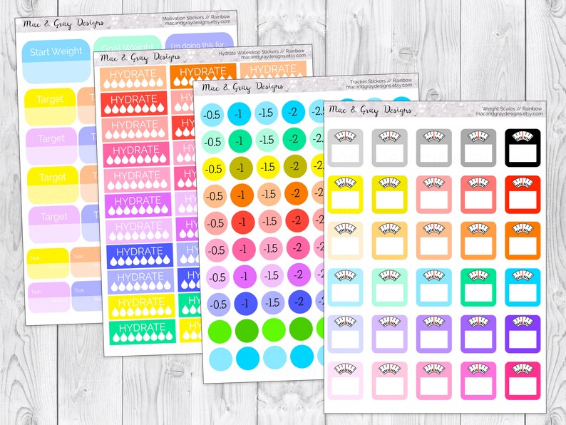 Rainbow Weight Loss Stickers // Weight Scale Stickers Weight | Etsy